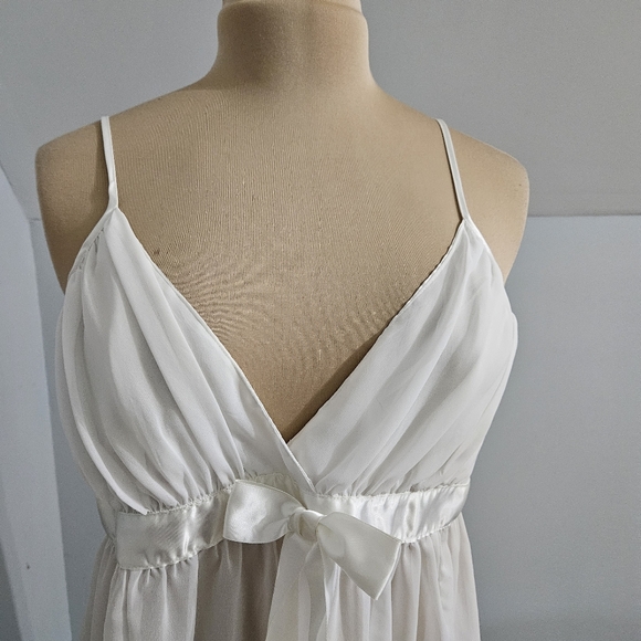 Vintage White Satin Babydoll Nightgown XL Lingerie Sleepwear Bridal Coquette - Picture 7 of 15